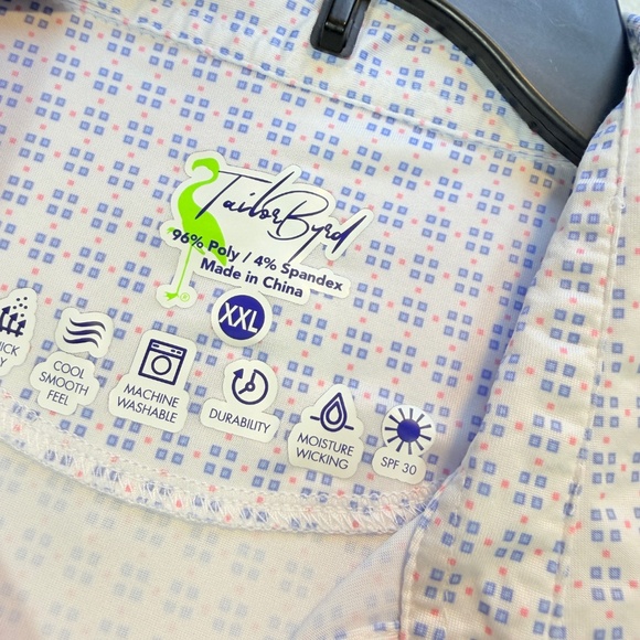 Tailorbyrd Golf Polo Mens Size XXL White Short Sleeve Performance Geometric - Picture 2 of 8